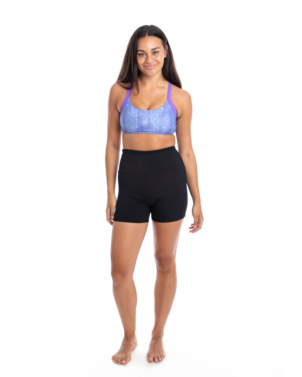 BLACK RIB HIGH WAISTED SHORTS Kozii Swimwear